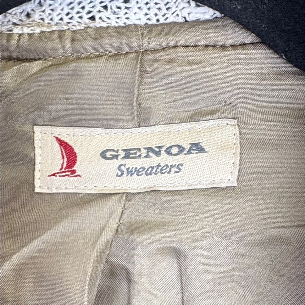 Vintage Genoa Sweaters Wool Blend Pastel Zigzag Patterned Jacket Sz large - Picture 2 of 14
